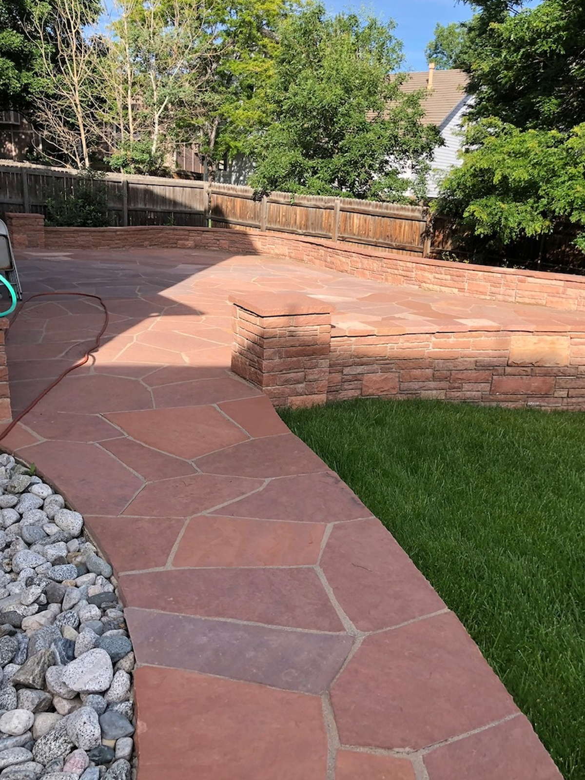 Red flagstone walkway
